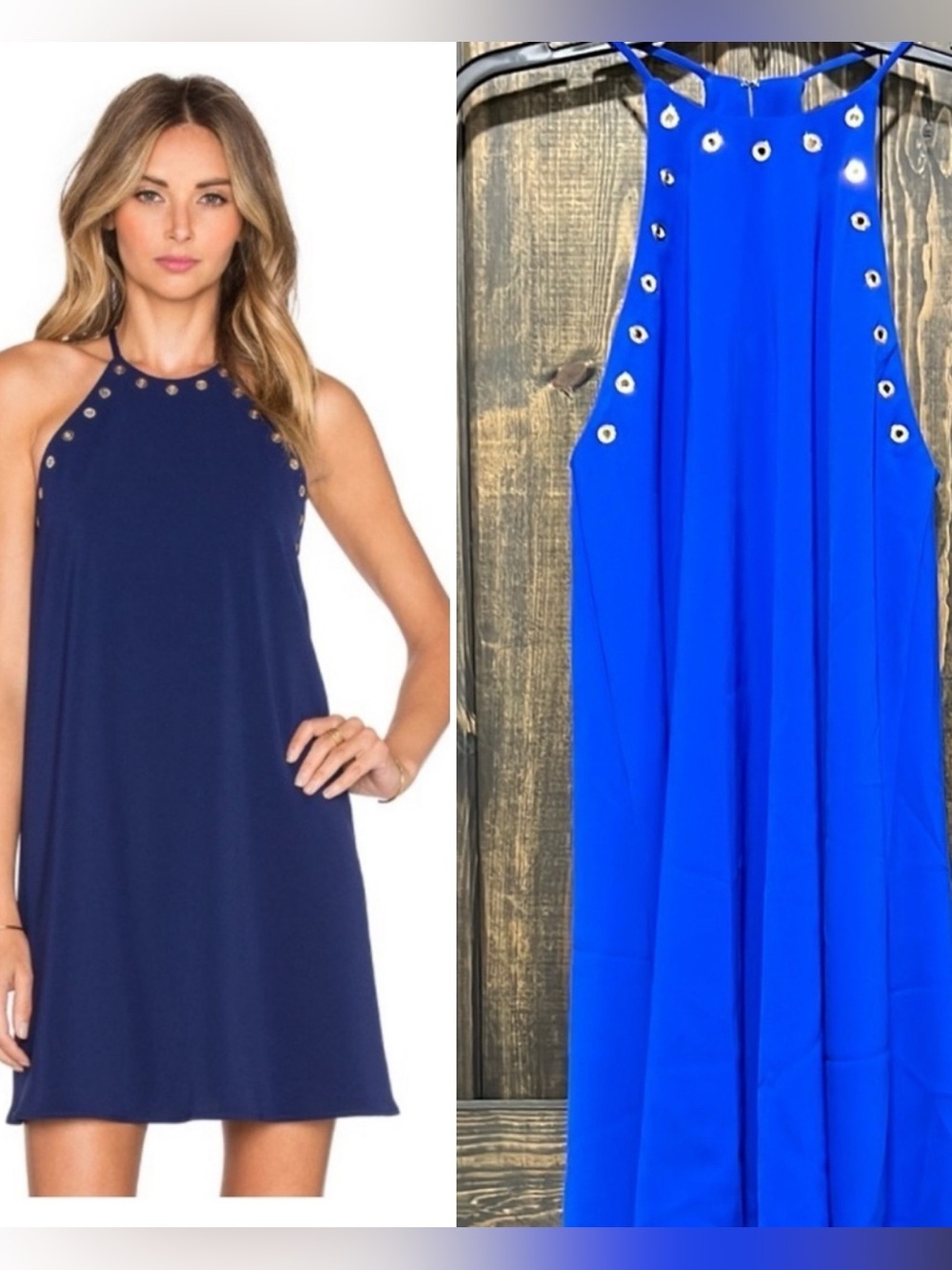 Amanda Uprichard Montauk Mini Dress Cobalt Blue Gold Grommet Halter REVOLVE XS P